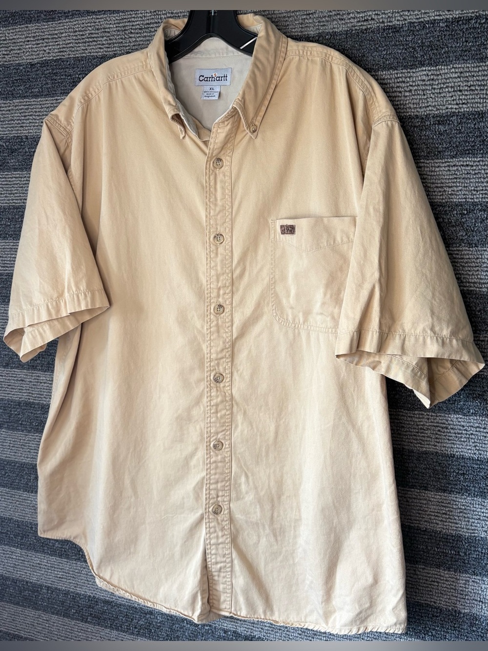 Carhartt Men’s Button-Down Short Sleeve Shirt in Khaki Tan XL